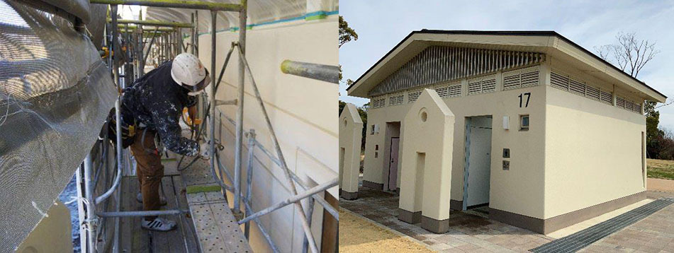 舎人公園C地区建物新築汚染防止塗料工事